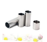 Warmhm 4pcs Stainless Steel Guitar Slides for Electric and Acoustic Guitars Silver Chromed Finger Tubes with Large Size and Rust-resistant Features Suitable for Blues