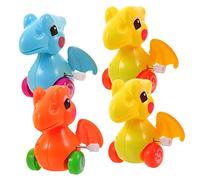 Warmhm 4Pcs Wind-Up Dinosaur Car Toys for Boys and Girls Movable Mini Dragon Vehicles Plastic Clockwork Powered Dinosaurs for Baby Boys and Girls Fun Playset