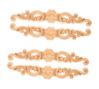 Warmhm 4pcs Wooden Carving Appliques Onlays Natural Wood Color Fine Polished European Style Decorative Decals for Door Cabinet Furniture Wall Ornaments