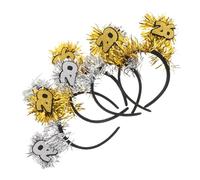 Warmhm 4pcs Year Headbands for Women with Glitter Tinsel Gold and Silver Decorative Hair Accessories Festive Holiday Headwear for Christmas and Year's Eve Parties