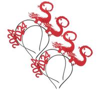 Warmhm 4pcs Year of The Dragon Headbabds Booth Dragon Year Hat Headbands 2024 Hairband Costume Headband Head 2024 New Party Favors Red