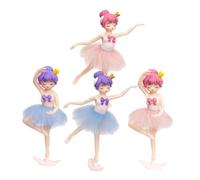 Warmhm 4sets Ballet Girl Cake Topper Delicate Dancing Girl Statues Home Table Ornaments for Birthdays Showers Parties Elegant DIY Cake Decorations 4pcs*4