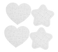 Warmhm 4sets Heart Star Shape Jigsaw Puzzles Blank Pieces Boys and Girls Logic Development