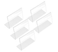 Warmhm 5pcs Acrylic L-Shape Horizontal Price Label Holders 83×55mm Desktop Sign Display Stands for Retail Shops, Supermarkets, and Office Brochure Display