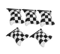 Warmhm 5Pcs Checkered Racing Flag Balloons Birthday Party Decorations for Racing Car Themed Celebrations Stylish Foil Balloons for Indoor and Outdoor Use