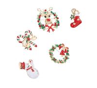 Warmhm 5pcs Christmas Brooch Pin Alloy Xmas Lapel Pins Festive Party Accessories with Snowman Bell Stocking Bow and for Women