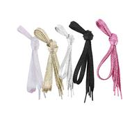 Warmhm 5Pcs Colorful Flat Silver Onion Shoelaces for Sneakers Durable Metallic Glitter Laces in Light Golden Pink White Black Silver Stylish Shoe Lace Strings for Men Women