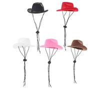 Warmhm 5Pcs Decorative Pet Hats Multi Function Cowboy Hat for Cats Dogs for Parties and Daily Wear Durable Stylish Pet Accessory Random Color
