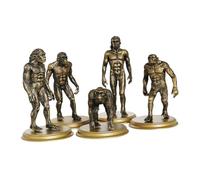 Warmhm 5pcs Human Evolution Model Educational Primitive Man Figurines Cognitive for Safe Learning Aid in Dark Gold