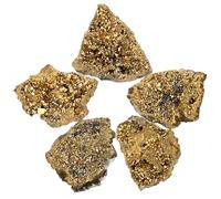 Warmhm 5Pcs Irregular Electroplated Pyrite Stones Natural Decorative Stone Ornaments for Home and Desk Stone Props for Meditation Photography and Teaching Display