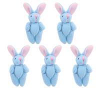 Warmhm 5pcs Joint Rabbit Mini Bunny Doll Cute Bunny Doll Easter Party Favors Mini Rabbit Small Plush Bunnies Wedding Decorations Cake Toppers Sky-blue