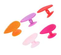 Warmhm 5Pcs Multifunctional Silicone Bath Brush Set, Double-Sided Heart Shape Face Cleaning and Hair Shampoo Massage Brushes, Soft Color Mix for Sensitive Skin Bathing