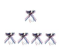 Warmhm 5pcs Patriotic American Flag Wreath Bow Decoration for Independence Day Memorial Day Delicate Craftsmanship Bow Decor for Party Celebration and Gift Wrapping