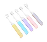 Warmhm 5Pcs Portable Travel Toothbrush Soft Bristles Foldable Convenient Teeth Brush for Camping Hiking Household Oral Care Random Color