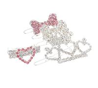 Warmhm 5pcs Silver Rhinestone Pet Dog Hairpins with Beautiful Design for Hair Styling Suitable for Cats and Pets in Daily Life or Party Simple and Cute