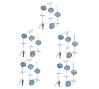 Warmhm 5pcs Wood Carved Mediterranean Style Wall Art Ocean Themed Decor Nautical Hanging Pendant