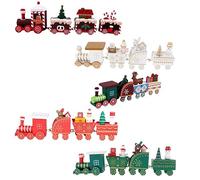 Warmhm 5pcs Wooden Train Car Ornaments Charming Christmas Decor Festive DIY Craft for Holiday Table Shelf Decoration Miniature for Adults