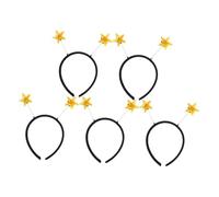 Warmhm 5pcs Yellow Star Headbands Lightweight Martian Novelty Hair Hoops for Year Christmas Halloween Party Accessories for Teens Adults