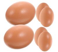 Warmhm 6pcs Brown Artificial Eggs for Decorating and Photography Props, Plastic Lifelike Egg Molds for Easter Basket Decoration and Role Play in Kindergarten or Art Training Institution