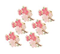 Warmhm 6pcs Cherry Blossom Brooch Small Kawaii Alloy Flower Pins for Women Spring Party Accessories Stylish Metal Clothing Label Pins