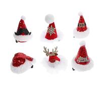 Warmhm 6Pcs Christmas Hat Hair Clips Mixed Style Xmas Headdress Barrettes for Women Festive Hair Accessories Cute Comfortable Design for Holiday Parties