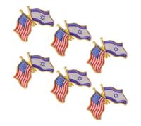 Warmhm 6pcs Commemorative Israeli American Flag Pin Badges for Men Made of Zinc Alloy with Easy Matching and Commemorative Value, for Party Decorations and History Research