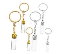 Warmhm 6pcs Empty Perfume Bottle Keychain Durable Transparent Glass Vials Leakproof Seal for Essential Oils Mini Wish Jars for Wedding Party Favors and Creative Use