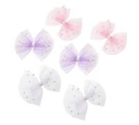 Warmhm 6pcs Girl Bow Hair Clips Soft Gauze Tulle Bowknot Barrettes Comfortable Lightweight Hair Accessories for Party Photoshoot