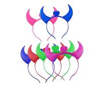 Warmhm 6pcs Luminous Horn Headbands Random Color Glowing Devil Horns Hairwear for Parties Cosplay Accessories Shining Ox Hair Hoops