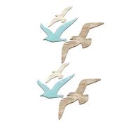 Warmhm 6PCS Mediterranean Style Wooden Seagull Wall Hangings Hand Polished Nautical Sea Bird Decor for Bedroom Living Easy to Install Lightweight Wood Craft Ornaments