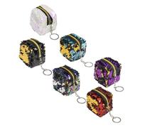 Warmhm 6pcs Mini Coin Purse Sequin Design Zipper Closure for Change Holder for Women Everyday Use Fits Easily in Handbag Pocket