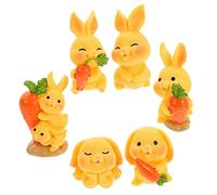 Warmhm 6Pcs Miniature Rabbit Figurines Decorative Garden Accessories Realistic Bunny Figures for Micro Landscape Table Decor for Balcony Decoration