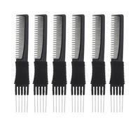 Warmhm 6pcs Professional Multi-function Tail Hair Combs Made of Carbon Fiber Steel for Smoothing Cuticle Layer and Shaping Hair, Portable Black Hairdressing Combs for Women