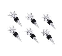 Warmhm 6Pcs Snowflake Shaped Stainless Steel Wine Bottle Stoppers for Party Sealing Plugs Easy to Use Decorative Wine Corks