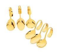 Warmhm 6pcs Stainless Steel Seafood Serving Spoons with Upright Curved Handles Reusable Buffet Utensils for Sushi Appetizers Home Restaurant Party Use Versatile Kitchen Tools