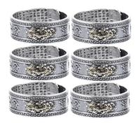 Warmhm 6pcs Vintage Metal Fortune Rings for Men Wealth Luck Amulet Finger Rings Smooth Touch Comfortable Fit Stylish Accessories for Parties and Gatherings