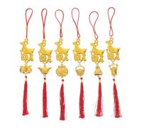 Warmhm 6pcs Year the Sheep Chinese New Year Hanging Tassel Ornaments with Comfortable Textures and Easy to Hang Design, Traditional Golden Feng Shui Lucky Charms for Parties