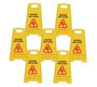 Warmhm 7pcs Miniature Wet Floor Caution Signs Material Vibrant Color Fade-resistant Dollhouse Safety Warning Decorations for Fairy Garden Educational Role Play Accessories