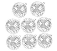 Warmhm 8 Pack Mirror Disco Balls, Silver Suspended Decorations with Glitter Effect, Easy to Display Mirror Ball Ornaments for Garden and Birthday Party Decor