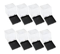 Warmhm 8 Pcs Transparent Square Plastic Specimen Storage Boxes Mineral Display Cases with Black Base and Organizer for Collectibles and Samples