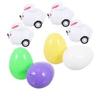 Warmhm 8 Sets Bunny Cart Eggs Rabbit Car Bunny Eggs Boxes Playthings Infilled Egg Supplies Colorful Plastic