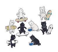Warmhm 8pcs Enamel Pin Backpacks Pins Cute Cartoon Cat Design Brooches for Women