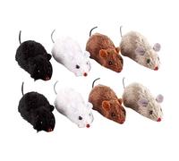 Warmhm 8pcs Lifelike Clockwork Plush Mouse Toys for Cats Wind-up Rat Pet Toy No Battery Required Cat Focus Training Random Color