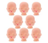 Warmhm 8pcs Mini Doll Heads Diy Repaintable Keychain Accessories for Doll Craft Making for Handmade Plush Toys