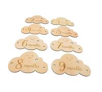 Warmhm 8pcs Wooden Baby Memory Cards Cloud Shaped Newborn Photo Props Monthly Name Signs Birth Announcement Sign