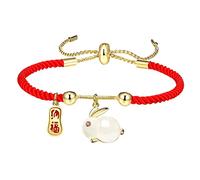 Warmhm Adjustable Red String Bracelet with Rabbit Charm for Chinese Year Rabbit Lightweight Braided Wrist Accessory Symbol of Wealth and Love Suitable for Teens and Adults Year Gift