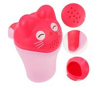 Warmhm Adorable Pink Hair Washing Cup with Handle for Boys and Girls, Cartoon Style Pp Bath Wash Cup for Hair Washing and Bath Shower Rinse, Easy to Fill Water Without Opening Lid
