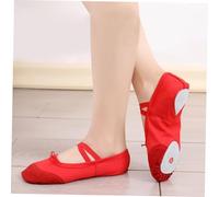 Warmhm Anti-Slip Ballet Dance Shoes with Elastic Band Lightweight Split Sole Yoga Shoes for Adults and Material for Ballet Jazz Ballroom and Modern Dance Red