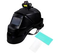 Warmhm Auto Darkening Welding Helmet with Headlamp Head-mounted Protective Mask for Sparks and Heat Includes Protective Sheets Extended Face and Neck Coverage for Welding and Grinding