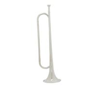 Warmhm B Flat Bugle Trumpet for Students Beginners Silver Finish Durable Construction Design for Powerful Sound for Marching Bands Performance